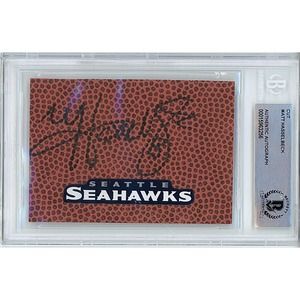 Matt Hasselbeck Autographed Football Cut Seattle Seahawks Beckett Authentic Slab